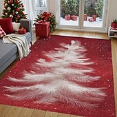 Недорогие Коврики-Коврик с белым рождественским деревом для гостиной и спальни элегантный белый сосновый коврик с красным фоном из искуcственного кашемира праздничное декоративное искусство мягкий нескользящий