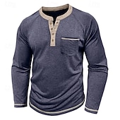 economico Magliette casual da uomo-Per uomo Maglietta Maglia Henley Camicia a Maniche Lunghe Manica Lunga Henley Primavera Autunno Blocco di colori Moda Designer Essenziale Tasche Vacanza Streetwear Uscire Rosso scuro Nero Blu marino