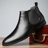cheap Chelsea Boots-Black Faux Leather Men's Chelsea Boots with Smooth Finish – Elegant and Easy-to-Wear Footwear for Office and Evening Wear