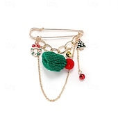 baratos Acessórios para mulheres-broche de pingente de Natal – chapéu de malha festivo, guirlanda, árvore e broche de sino para mulheres