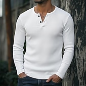 Χαμηλού Κόστους Πλεκτό μπλουζάκι με ραβδώσεις-Ανδρικά Μπλουζάκι Πλεκτό μπλουζάκι με ραβδώσεις Μπλουζάκι μπλουζάκι Μακρυμάνικο πουκάμισο Μακρυμάνικο Χένλι Άνοιξη Φθινόπωρο Χειμώνας Σκέτο Pit Strip Μοντέρνα Υψηλής Ποιότητας Βασικό Πλέξιμο