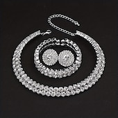 preiswerte Halskette für Damen-Luxuriöses Silberkristall-Schmuckset – funkelnde Strasskette, Armband und Ohrstecker für Damen