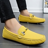 ieftine Loafers casual-Bărbați Mocasini &amp; Balerini Retro Mărime Plus Size Plimbare Casual Zilnic PU piele Comfortabil Cizme înalte Loafer Galben Roz Mov Deschis