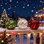 billige innendørs julelys-Julepynt Bord Rød Gull Grønn Kula Julelys Kula LED Lampe Forhåndsbelyst med Myk Hvit LED Bord Xmas Hjem Fest Midtpunkt Mantel