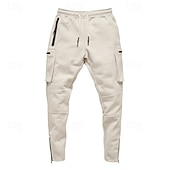 Недорогие Беговые штаны и леггинсы-Муж. Спортивные брюки с манжетами Брюки карго спортивные штаны Кулиска Карман на молнии Завышенная Нижняя часть Для спортивного зала Одежда для спорта и отдыха Тренировка Весна Осень Эластичный