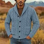 ieftine pulover cardigan pentru bărbați-Bărbați Pulover Pulover Cardigan Striat Cablu Tricotat Topuri obișnuite Tricotat Simplu Șal  Guler Vacanță Modă Casual Purtare Zilnică Îmbrăcăminte Primăvara &amp; toamnă Roz Îmbujorat Roz S M L