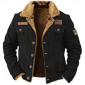 abordables chaquetas y abrigos gráficos para hombre-Hombre Bandera de EE. UU. Chaqueta de lana Chaqueta tipo cargo Chaqueta de sherpa Táctico Mantiene abrigado Vintage Exterior Hogar Casual Bordado Múltiples bolsillos Abrigos de invierno Otoño Invierno