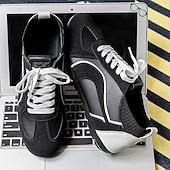 baratos Tênis Casuais-Tênis casual masculino amarelo e preto com design de malha respirável, calçado leve e antiderrapante para caminhadas ao ar livre, viagens e estilo cotidiano