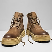 זול מגפי עבודה-מגפי הליכה בצבע חום בהיר לגברים - עמידים ונוחים, מושלמים להרפתקאות חוץ, טיולים רגליים ולבוש יומיומי