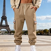 economico Carico-Per uomo Pantaloni da tuta Pantaloni in Pile Joggers Pantaloni Pantaloni invernali Coulisse Tasca Elastico in vita Patchwork Comodità Caldo Sport all'Aperto Quotidiano Moda Casual Nero Bianco