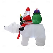 cheap Outdoor Christmas Lights-Christmas Santa Claus riding a shaking white bear LED strip light inflatable air model indoor and outdoor courtyard lawn party festive atmosphere decoration light EU/US/UK/AU Plug