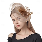 ieftine fascinatoare-Palarioare Tul Pană Pălărie Nuntă Petrecere ceai Cursă de cai cocktail Elegant Epocă Cu Pene Diadema Articole Pentru Cap
