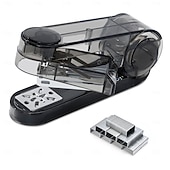 levne Domácí spotřební materiál-Průsvitná otočná sešívačka s otočným ramenem a 400 sponkami, stolní sešívačka s otočným ramenem o 360 stupňů pro vazbu brožur nebo knih, kapacita 25 listů pro psací stůl, kancelářské potřeby pro