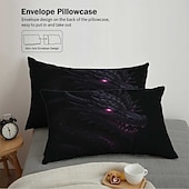 abordables Ensembles de housse de couette-Parure de lit 3 pièces en duvet motif dragon noir et violet pour grand lit, housse de couette en peluche courte douce avec 2 taies d'oreiller – Literie de chambre d'hôtel, confortable &amp; confortable
