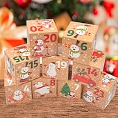 זול קופסאות מתנה ונייר עטיפה-לוח שנה של אדוונט לחג המולד למילוי, 24 קופסאות לוח שנה של אדוונט, לוח שנה של אדוונט למילוי עצמי ליצירה ועמידה, קישוט לחג המולד