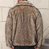 abordables Manteaux &amp; vestes-Homme Veste d'hiver Manteau en Fausse Fourrure Vacances Quotidien Chaleur Thermique Toison Automne Hiver Uni Mode Streetwear Revers Régulier Fausse fourrure Blanche Marron Gris Veste