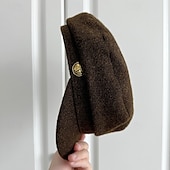 cheap Party Hats-Hats Wool Beret Hat Wedding Holiday Tea Party Horse Race Cocktail Elegant Vintage With Metallic Buckle Headpiece Headwear