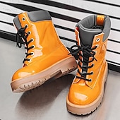 economico Stivali da lavoro-stivali da lavoro impermeabili arancioni da uomo: design robusto con supporto alto per la caviglia, ideali per lavori all'aperto e uso intensivo