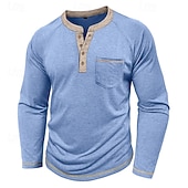 economico Magliette casual da uomo-Per uomo Maglietta Maglia Henley Camicia a Maniche Lunghe Manica Lunga Henley Primavera Autunno Blocco di colori Moda Designer Essenziale Tasche Vacanza Streetwear Uscire Rosso scuro Nero Blu marino