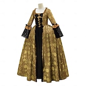preiswerte Kleider-Rokoko Viktorianisch Renaissance Bodenlang Kleid Partykostüm Maskerade Übergröße Normal Puffärmel / Ballon Trompetenärmel Prinzessin Spitze Tüll Vintage Ballkleid Quadrathals Kostüm Damen königlich