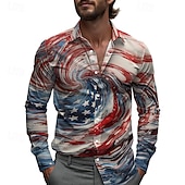  Per uomo 4 luglio, 250° anniversario degli Stati Uniti Bandiera Americana Camicia Camicia casual Camicia da Spiaggia Manica Lunga Casual Confortevole Vacanza Streetwear Camicia hawaiana Primavera