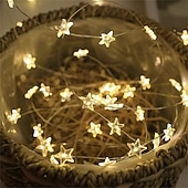 abordables guirlandes lumineuses d&#039;intérieur-Guirlande lumineuse de Noël en fil de cuivre, 2 m, 20 LED, alimentée par piles, pour Noël, la Saint-Valentin, un mariage, un arbre, une décoration d&#039;intérieur, un éclairage de vacances