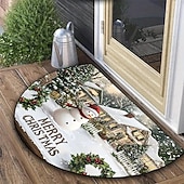baratos Capacho-Capacho de Natal meia-lua tapete de entrada durável resistente à sujeira macio antiderrapante tapete de chão lavável em máquina capacho para a frente da porta decoração para casa na cozinha e no