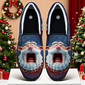  Men's Christmas Santa Graphic Slip-On Sneakers – Fun 3D Santa Face, Comfortable Casual Style, Perfect for Holiday Parties & Christmas Celebrations