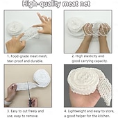 お買い得  肉調理用品-ハムネット ホワイト 3メートル ロール ローストネット 綿糸 肉ネット 伸縮性 ルーラデネット 調理アクセサリー 肉ネットロール 収納用 吊り下げ ベーキング 調理 ハム 肉 ソーセージ