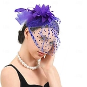 ieftine fascinatoare-Palarioare Tul Material Textil Pălărie Nuntă Petrecere ceai Cursă de cai cocktail Elegant Epocă Cu Pene Tul Diadema Articole Pentru Cap