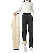 economico Pantaloni a gamba dritta-Per donna Pantaloni Attivo Moda Casual Lunghezza intera Vita media Tinta unica Semplice Coulisse Tasca Fascia Elastica Calore Termico Comodo Micro-elastico All'aperto Lavoro Streetwear Grigio scuro