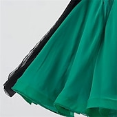 preiswerte Wettbewerbsbekleidung-Damen-Ballsaal-Tanzkleid mit Federschultern, Strass-Farbverlauf, Walzer-Tango-Wettbewerbskleid mit fließenden Chiffonärmeln – Grün-Schwarz