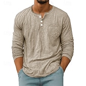 Herren T Shirt Henley Hemd T-Shirt Langarmshirt Langarm Henley Frühling Herbst Einfach Mode Designer Basic Taschen Urlaub Straße Ausgehen Schwarz Weiß Rote Top T-Shirt für Herren preiswerte Lässige T-Shirts für Herren-Herren T Shirt Henley Hemd T-Shirt Langarmshirt Langarm Henley Frühling Herbst Einfach Mode Designer Basic Taschen Urlaub Straße Ausgehen Schwarz Weiß Rote Top T-Shirt für Herren