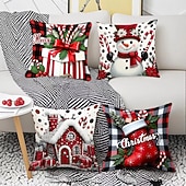 billiga Julbäddset-Julplyschkuddfodral i linne, modernt minimalistiskt dekorativt örngott för hemmet, soffan, kontoret eller bilens semesteratmosfär