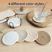 Недорогие Кухонная утварь и гаджеты-Набор из 8 подставок из впитывающего хлопка – минималистичные подставки под напитки для журнальных столиков, домашнего декора, баров и подарков на новоселье, коричневая серия