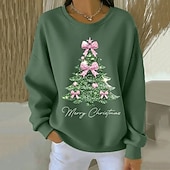 economico Felpa di Natale-Per donna Felpa Pullover Grafico Babbo Natale Natale Casual Manica Lunga Girocollo Top Regolari Casuale Streetwear Abbigliamento Quotidiano Nero Bianco Rosa Rosa scuro Rosso Autunno Inverno