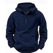 abordables sudaderas basicas hombre-Hombre Sudadera Sudadera con capucha y cremallera de un cuarto Negro Vino Verde Ejército Azul Marino Caqui Con Capucha Plano Bolsillo Media Cremallera Deporte Diario Festivos Poliéster Ropa de calle