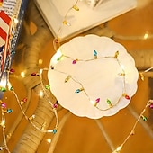 olcso LED szalagfények-LED Tündér Karácsonyi Fények 5M 2M Koszorú Dísz PVC AA Elemes Mini Izzók Nem Cserélhető Többszínű Fényerő Ünnepi Otthoni Dekorációhoz Illeszkedik