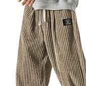 baratos Perna Reta-Homens Calças Esportivas Calças Calças de Veludo Calças largas Calça de moletom de perna reta Com Cordão Cintura elástica Côr Sólida Conforto Comprimento total Ao ar livre Casual Diário Moda Estilo