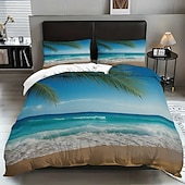 お買い得  羽毛布団カバーセット-ビーチブラウンの桐の木のバス3ピースダウン羽毛布団カバーセット、大きなベッド用、柔らかいショートフリース掛け布団カバーと枕カバー2枚付き - ホテルの寝室の寝具、居心地の良い &amp; 快適