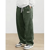 ieftine Picior drept-Bărbați Pantaloni Pantaloni Corduroy Pantaloni largi Pantaloni casual Pantaloni de sport cu picior drept Cordon Talie elastică Culoare solidă Confort Lungime totală Zilnic Casă În aer liber Modă Șic