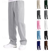 preiswerte Gerade Bein-Herren Jogginghose Jogginghose mit weitem Bein Hose Jogginghose mit offenem Saum Kordelzug Elastischer Bund Einfach Atmungsaktiv Volle Länge Lässig Täglich Sport im Freien Mode Basic Schwarz Rote