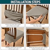 levne Potah na jídelní židli-Potahy na sedadla do jídelny s elastickým žakárovým pruhem a kostkovaným vzorem, dvojitý elastický potah na stoličku s přezkou a jazykem, protiskluzový potah na polštář na židli, sada pro domácí,