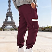 economico Carico-Per uomo Pantaloni da tuta Pantaloni in Pile Joggers Pantaloni Pantaloni invernali Coulisse Tasca Elastico in vita Patchwork Comodità Caldo Sport all'Aperto Quotidiano Moda Casual Nero Bianco