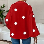 economico Arte &amp; Design Bluse-Per donna Blusa Arricciato A Pois Elegante Moderno Manica Lunga Manica a Palloncino Scollo a V Top Regolari Quotidiano Ferie Uscire Nero Rosso Blu marino Verde Albicocca Autunno Inverno