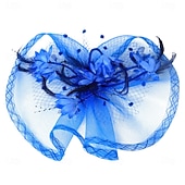 cheap Fascinators-Fascinators Tulle Fedora Hat Wedding Tea Party Horse Race Cocktail Elegant Vintage Simple With Feather Headpiece Headwear