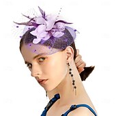 levne fascinátory-Čelenka Tyl Látka 30. léta Svatební Čajový dýchánek Dostih koktejl Elegantní Vinobraní S Peří Přílba Pokrývky Hlavy