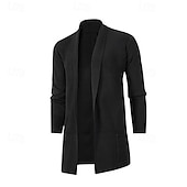 preiswerte Herren Strickjacke-Herren Pullover Strickjacke Gerippt Stricken Tunika Gestrickt Einfach Schalkragen Urlaub Mode Lässig Alltagskleidung Bekleidung Frühling &amp; Herbst Schwarz Burgunderrot M L XL