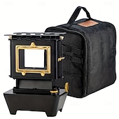 cheap Camping Equipment-Vintage Coal Oil Stove, Outdoor Fire Pit with Glass Screen, Sturdy Metal Construction, No Electricity Needed, for Camping Backyard BBQ Tea &amp; Cooking, Portable Camping Stove, Elegant Design, Durable Co