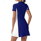 tanie Sukienka damska-Damskie Kolorowy blok Sukienka do tenisa Sukienka sportowa Szybkie wysychanie Elastyczny Oddychający Bransoletka tenisowa Obuwie sportowe Bieganie Kołnierz zapinany na zamek Sukienka Czarny Biały